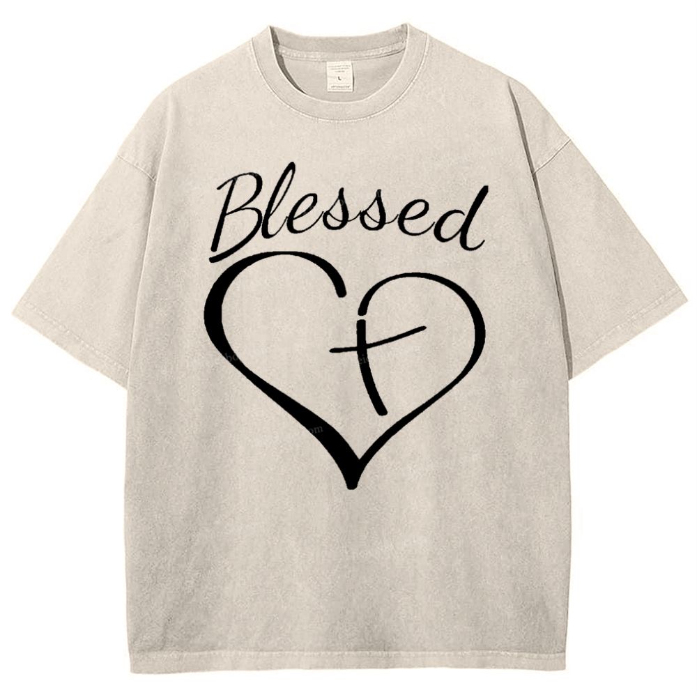 Blessed Cross Snowflake Vintage Washed T-Shirt