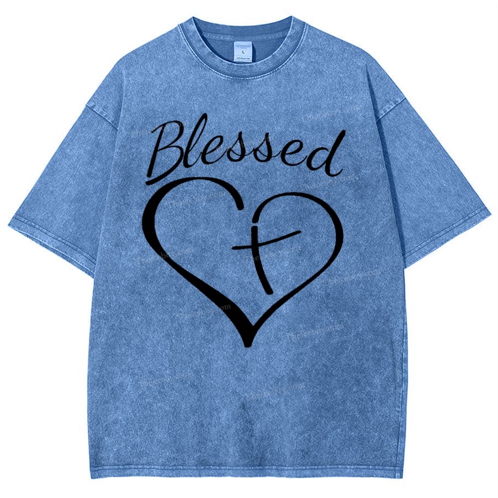 Blessed Cross Snowflake Vintage Washed T-Shirt