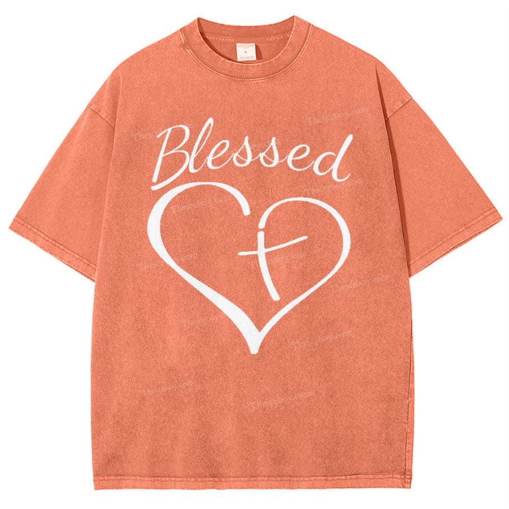 Blessed Cross Snowflake Vintage Washed T-Shirt