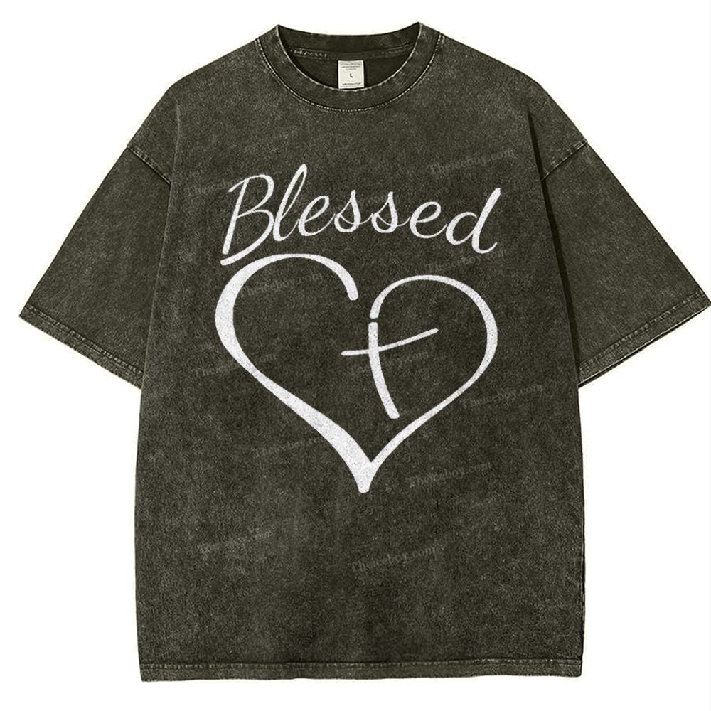 Blessed Cross Snowflake Vintage Washed T-Shirt