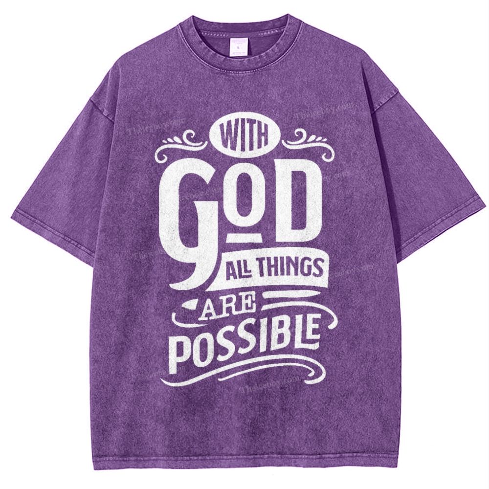 With God All Things Are Possible Snowflake Vintage Washed T-Shirt