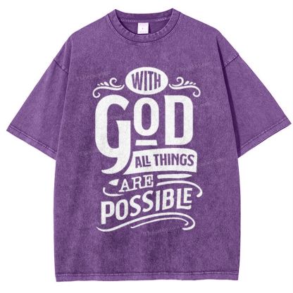 With God All Things Are Possible Snowflake Vintage Washed T-Shirt