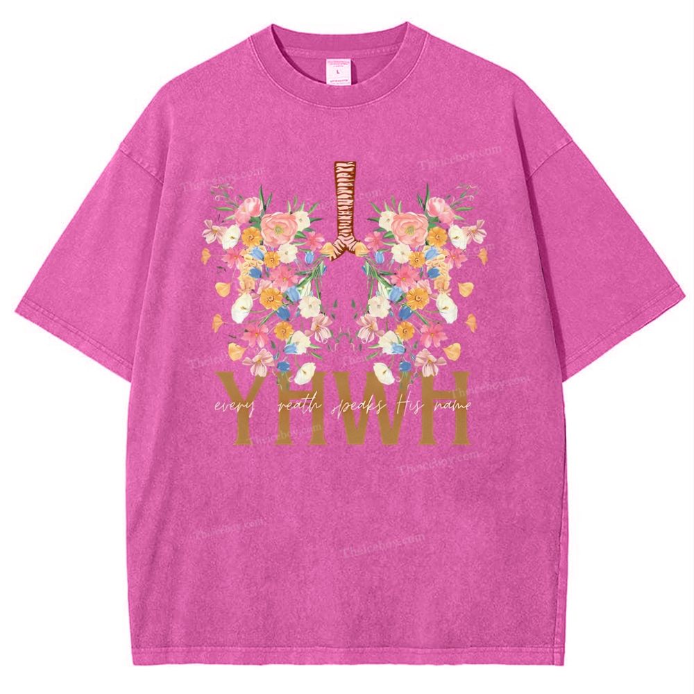 YHWH Floral Christian Snowflake Vintage Washed T-Shirt