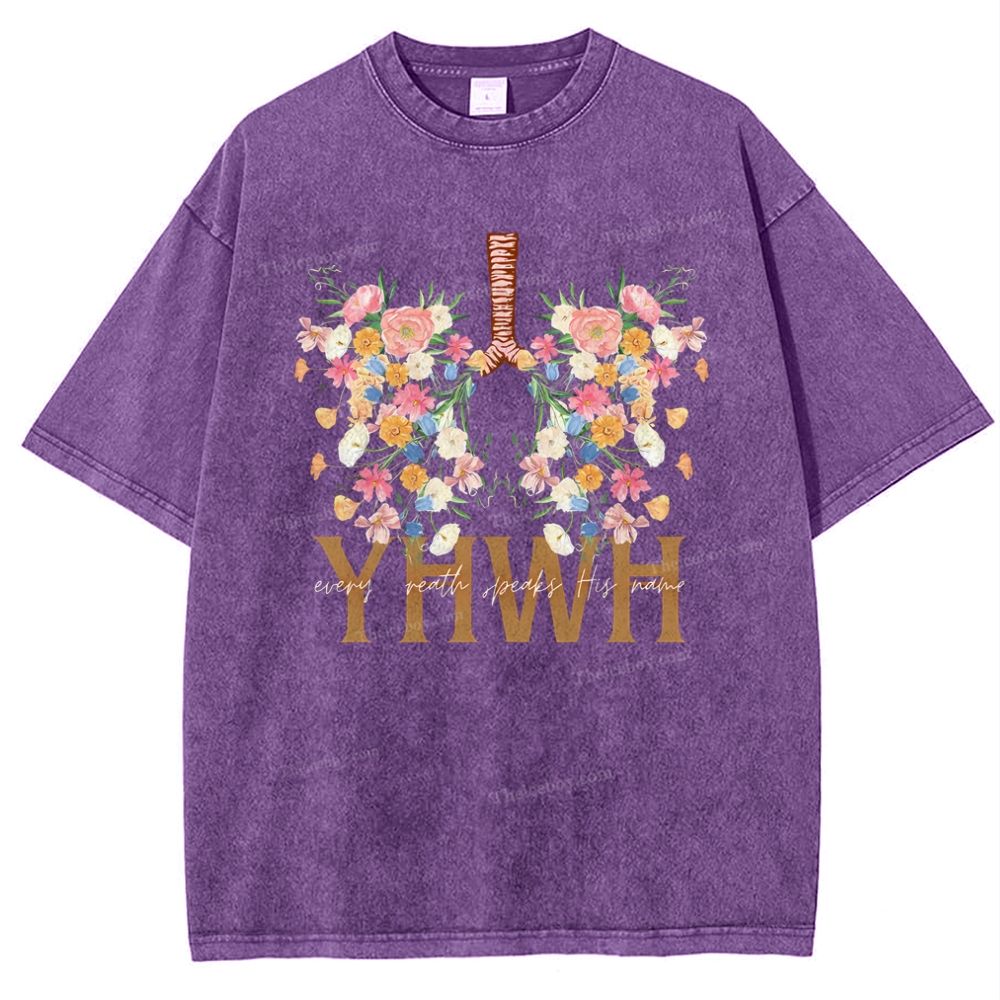 YHWH Floral Christian Snowflake Vintage Washed T-Shirt