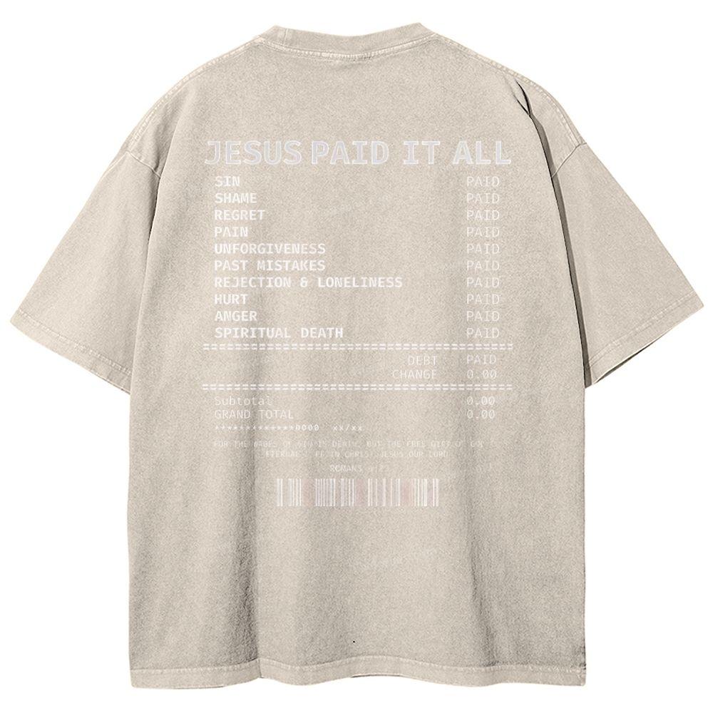 Jesus Paid It All Snowflake Vintage Washed T-Shirt