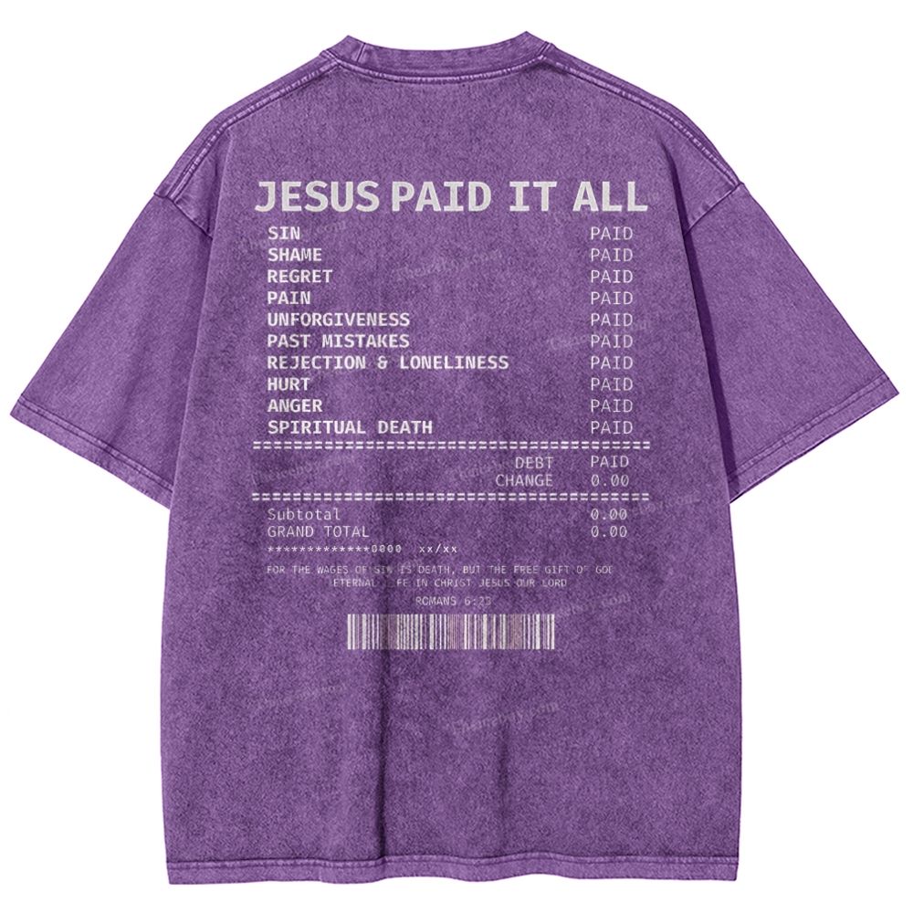 Jesus Paid It All Snowflake Vintage Washed T-Shirt