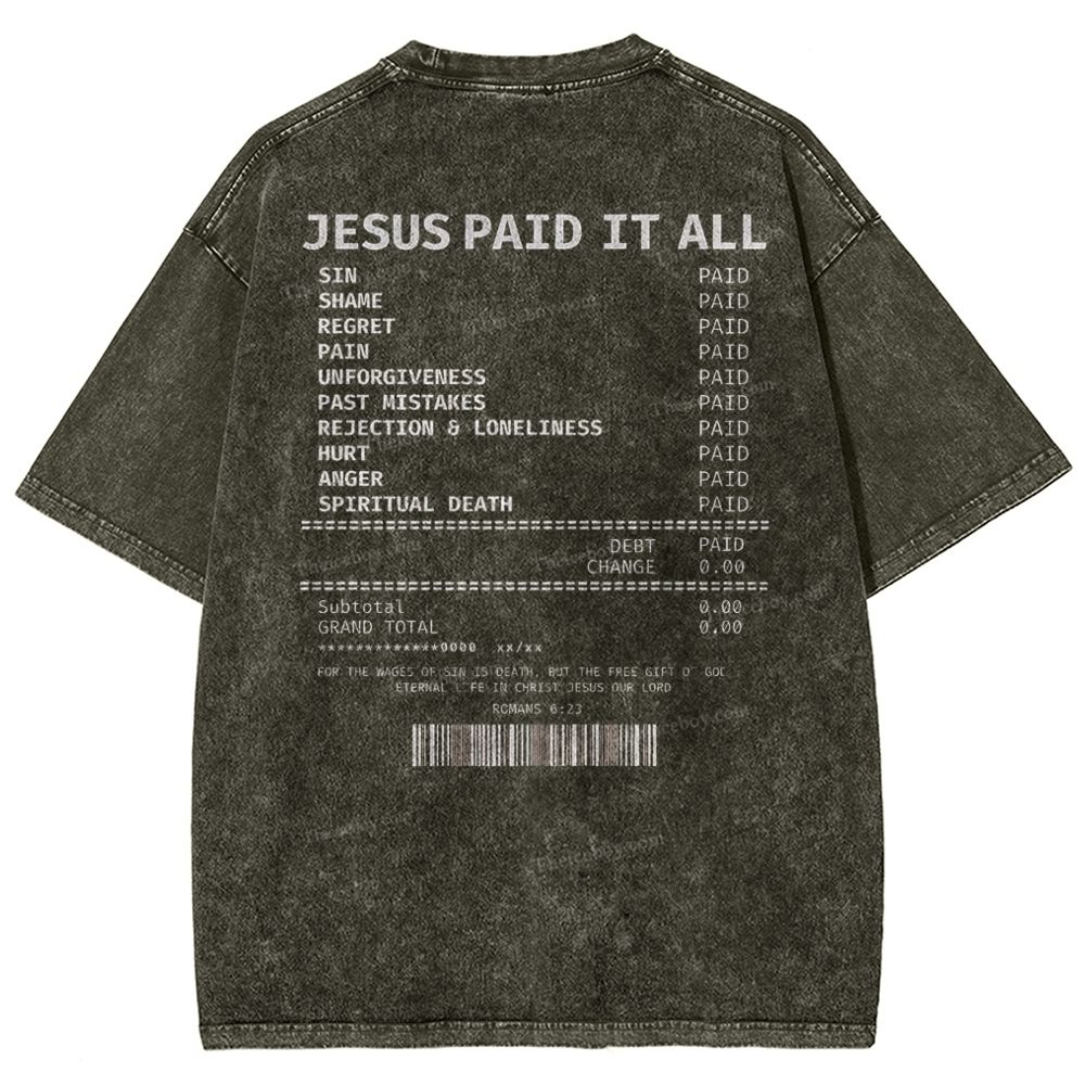 Jesus Paid It All Snowflake Vintage Washed T-Shirt