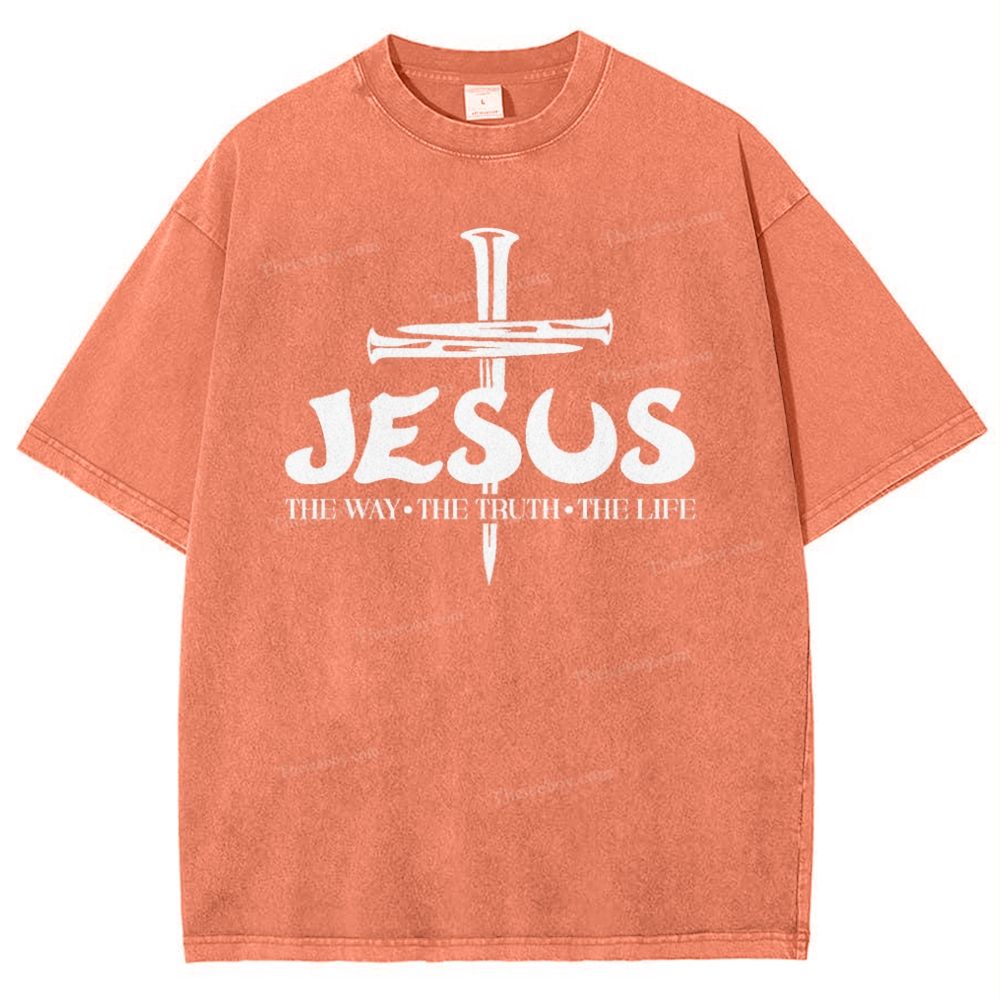 Jesus The Way The Truth The Life Snowflake Vintage Washed T-Shirt