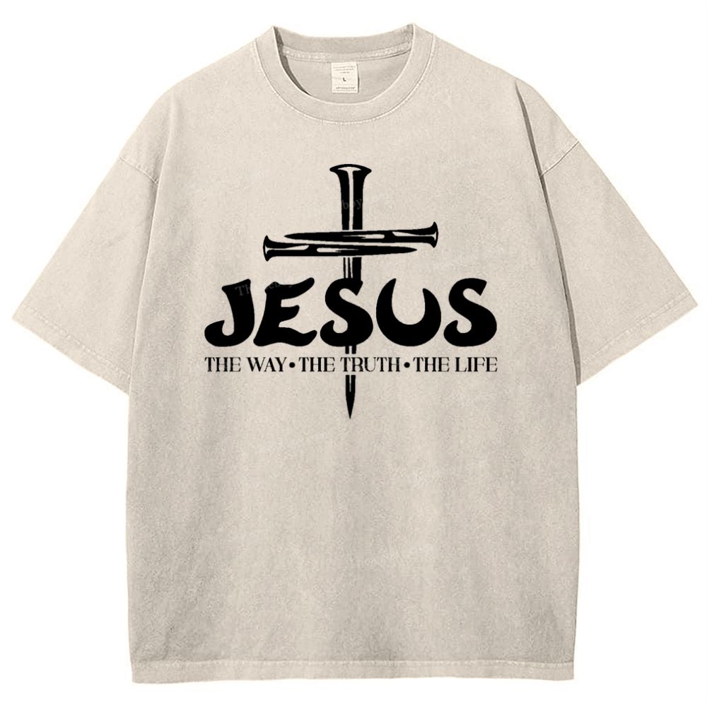 Jesus The Way The Truth The Life Snowflake Vintage Washed T-Shirt