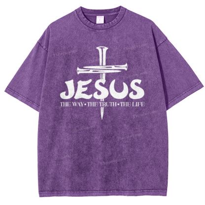 Jesus The Way The Truth The Life Snowflake Vintage Washed T-Shirt