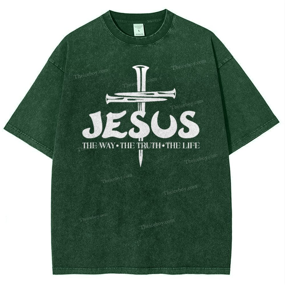 Jesus The Way The Truth The Life Snowflake Vintage Washed T-Shirt