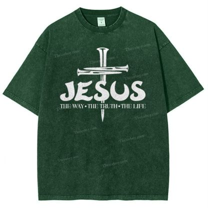 Jesus The Way The Truth The Life Snowflake Vintage Washed T-Shirt