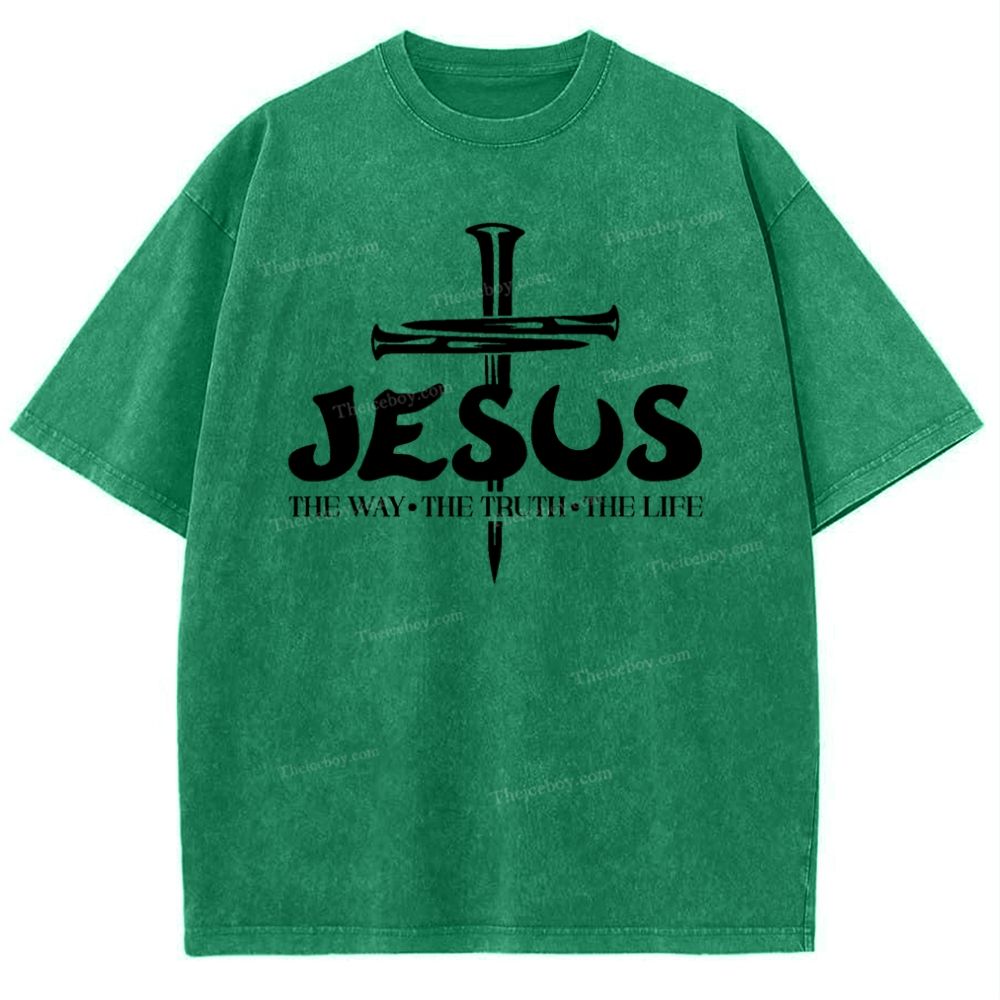 Jesus The Way The Truth The Life Snowflake Vintage Washed T-Shirt