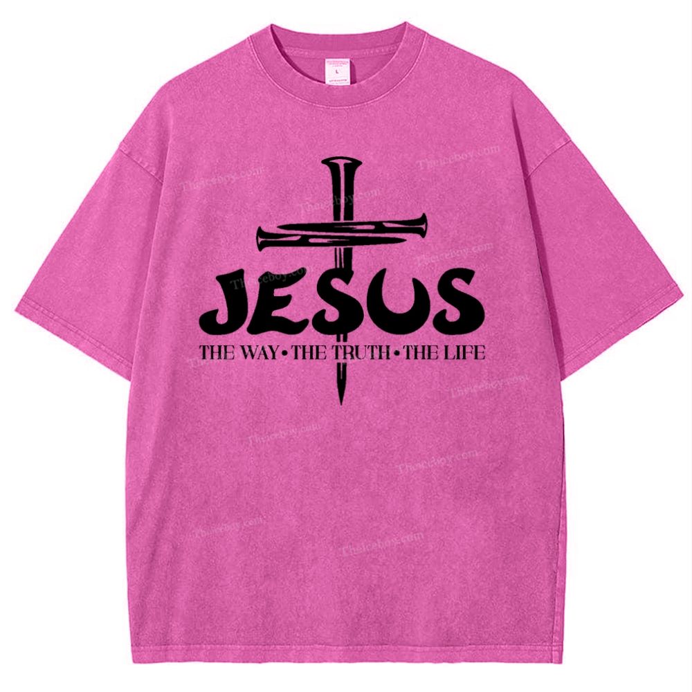 Jesus The Way The Truth The Life Snowflake Vintage Washed T-Shirt