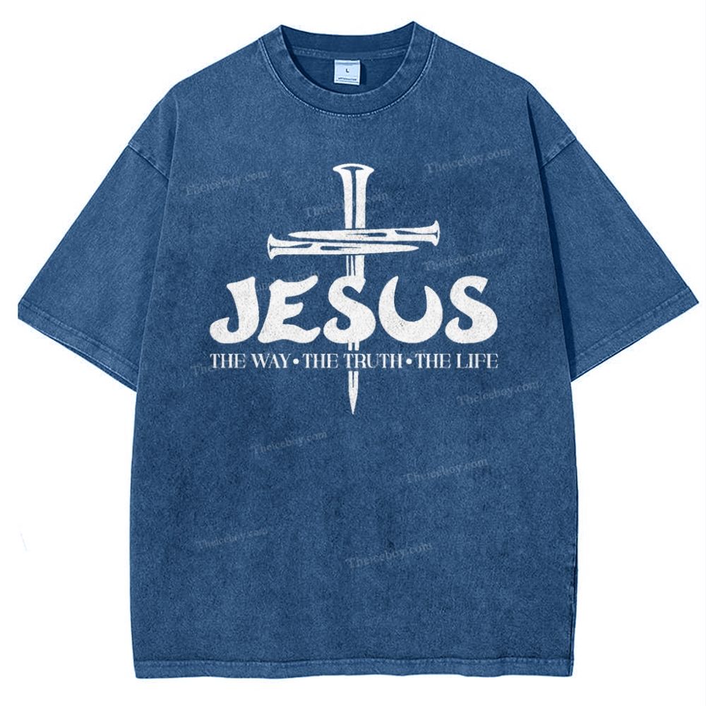 Jesus The Way The Truth The Life Snowflake Vintage Washed T-Shirt