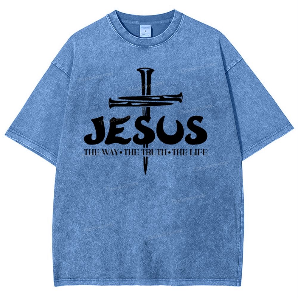 Jesus The Way The Truth The Life Snowflake Vintage Washed T-Shirt