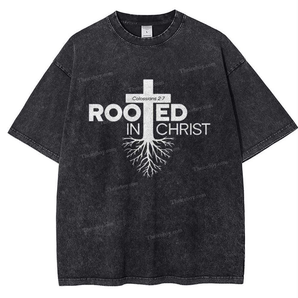 Rooted In Christ Snowflake Vintage Washed T-Shirt