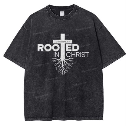 Rooted In Christ Snowflake Vintage Washed T-Shirt