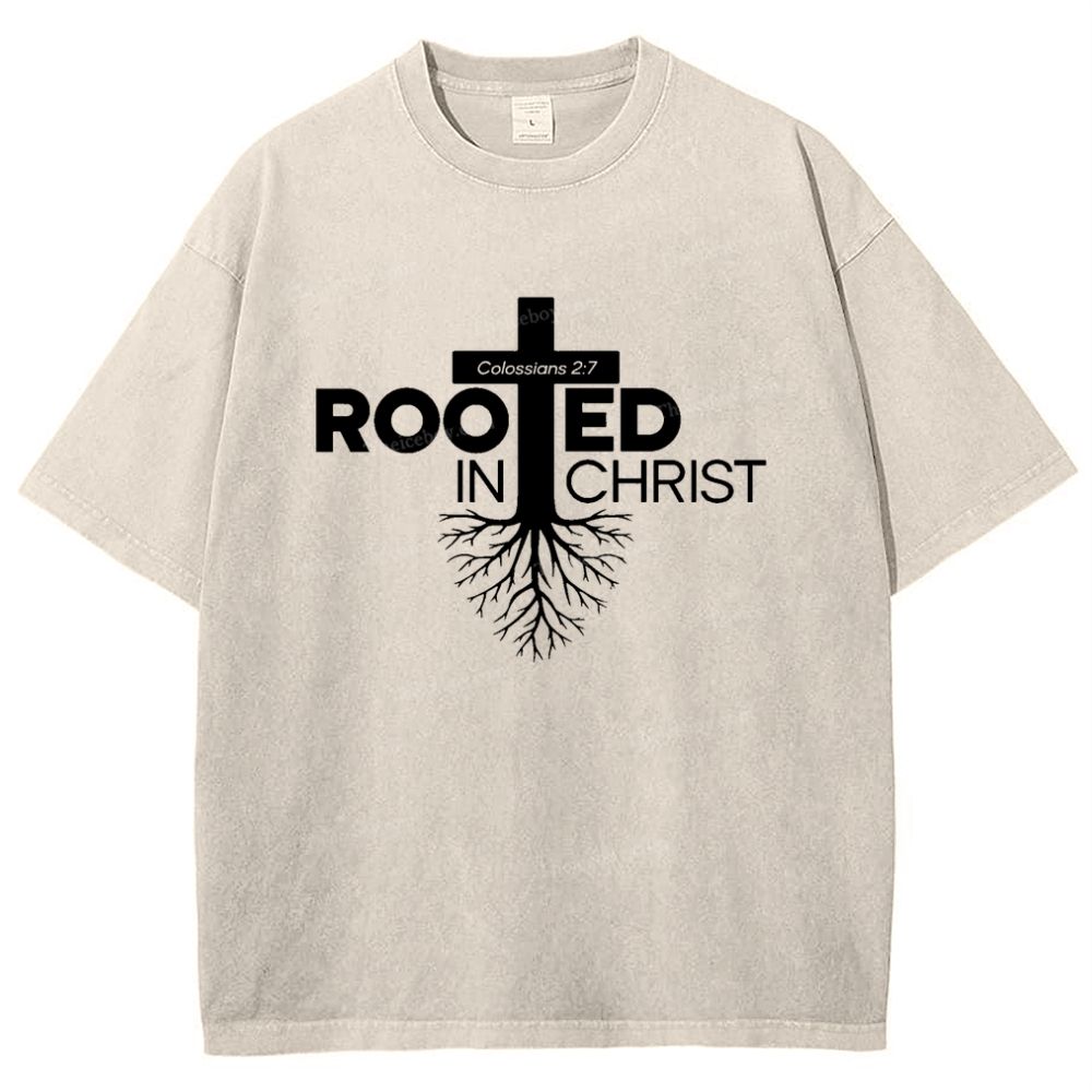 Rooted In Christ Snowflake Vintage Washed T-Shirt