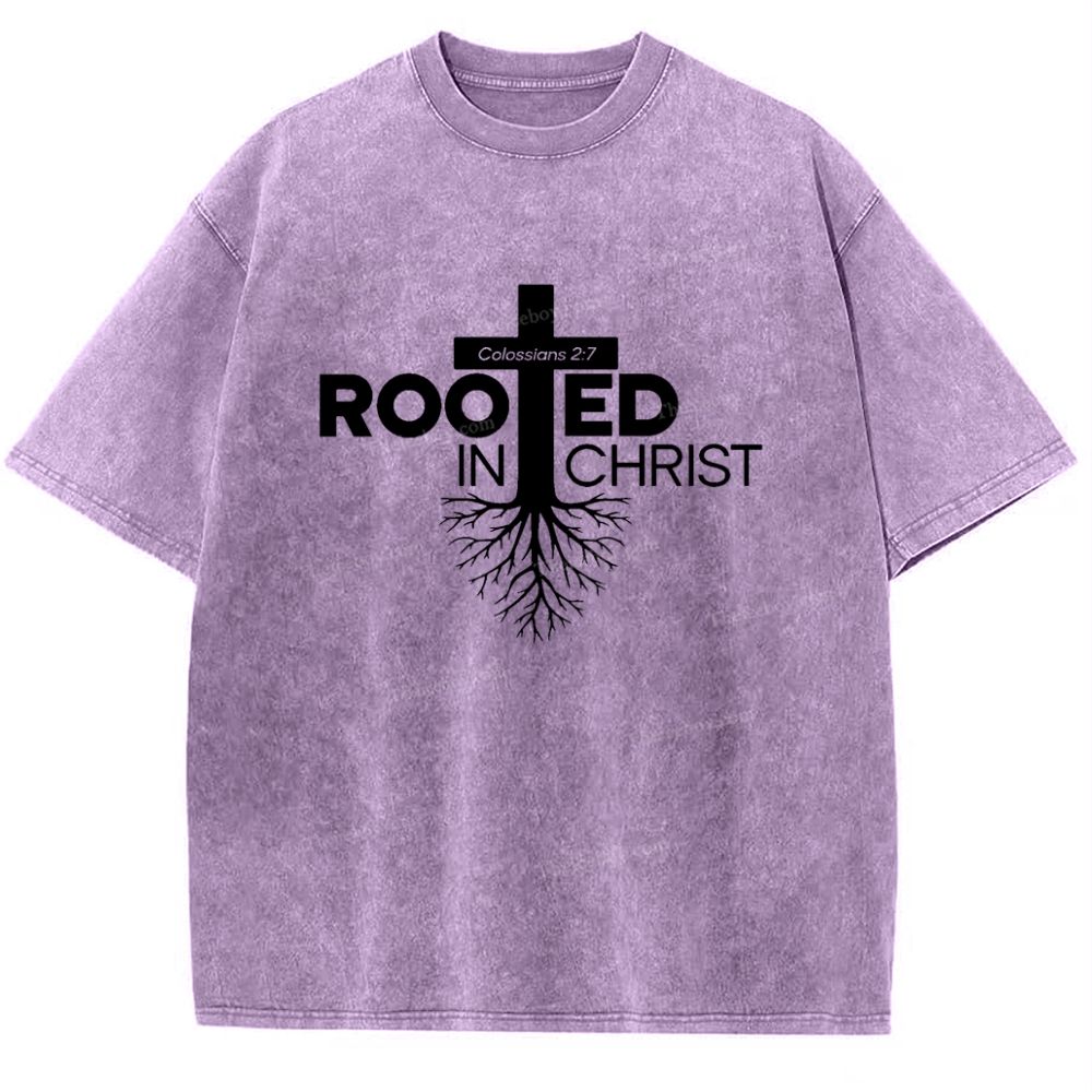 Rooted In Christ Snowflake Vintage Washed T-Shirt