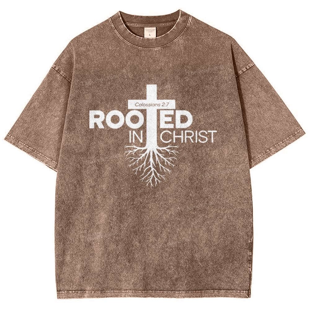 Rooted In Christ Snowflake Vintage Washed T-Shirt