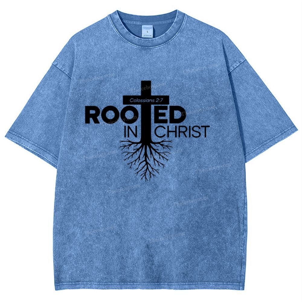 Rooted In Christ Snowflake Vintage Washed T-Shirt