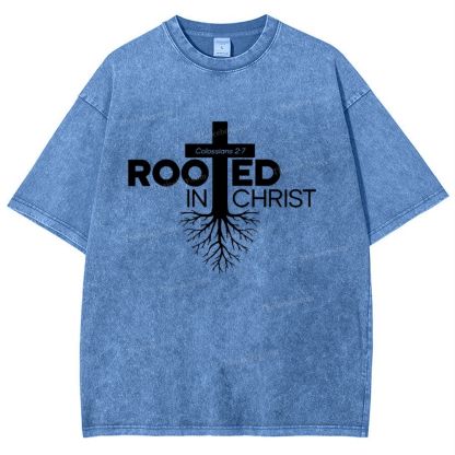 Rooted In Christ Snowflake Vintage Washed T-Shirt