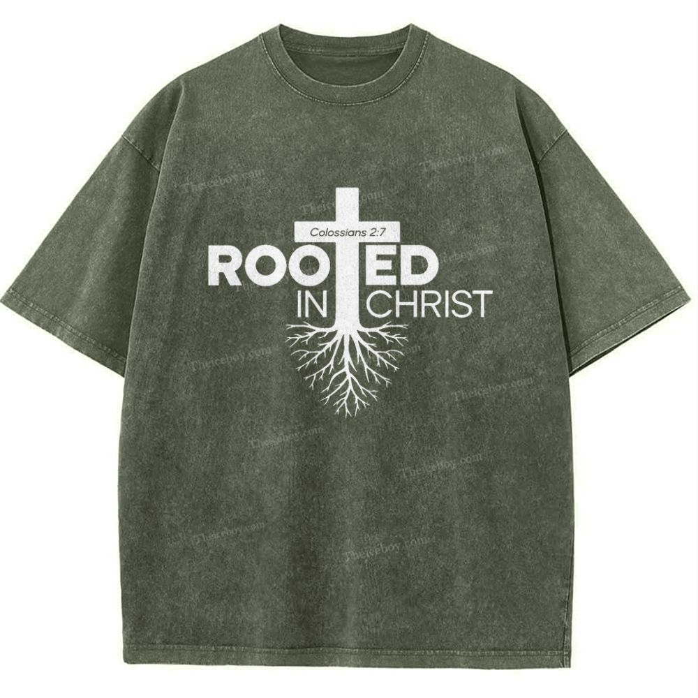 Rooted In Christ Snowflake Vintage Washed T-Shirt