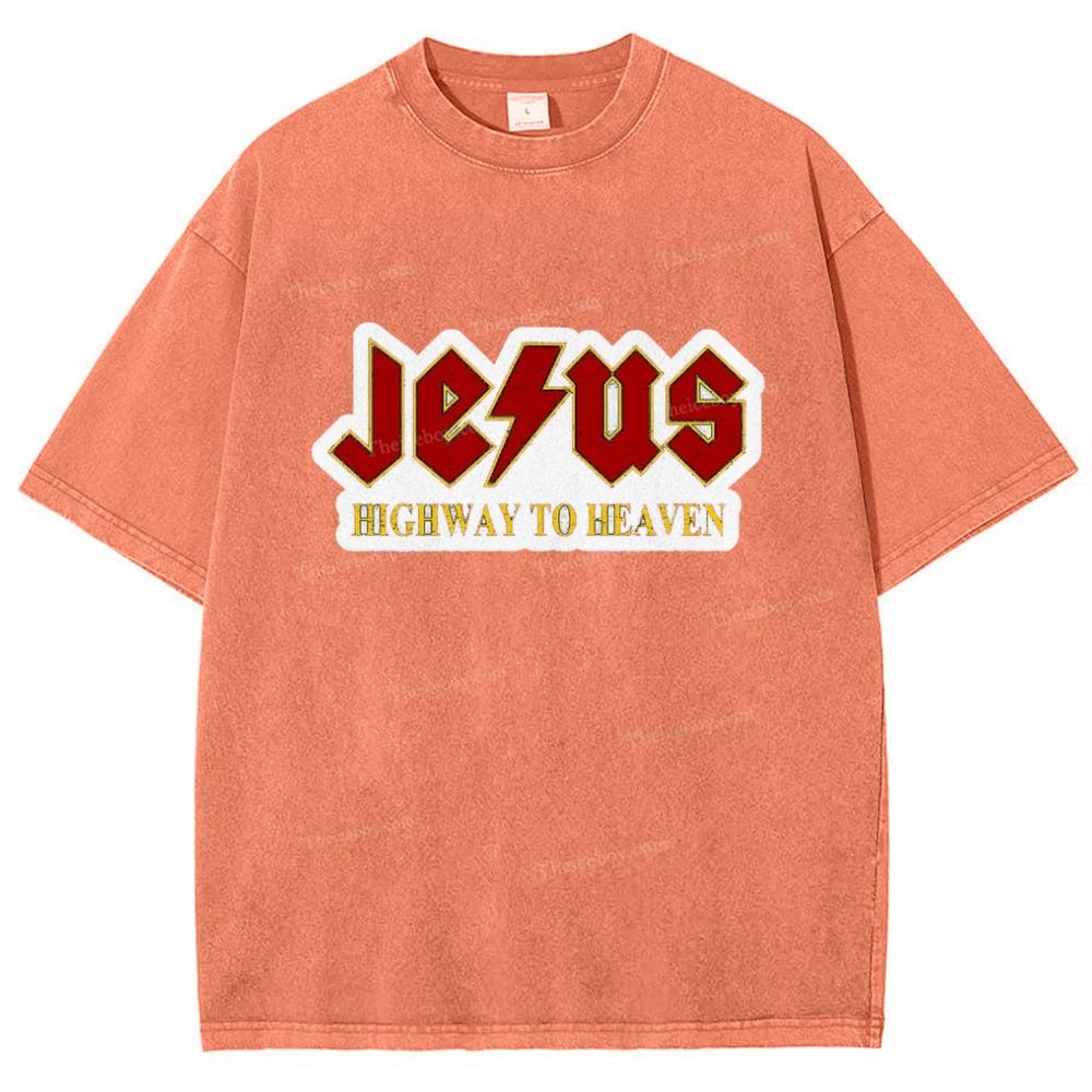 Jesus Highway To Heaven Snowflake Vintage Washed T-Shirt