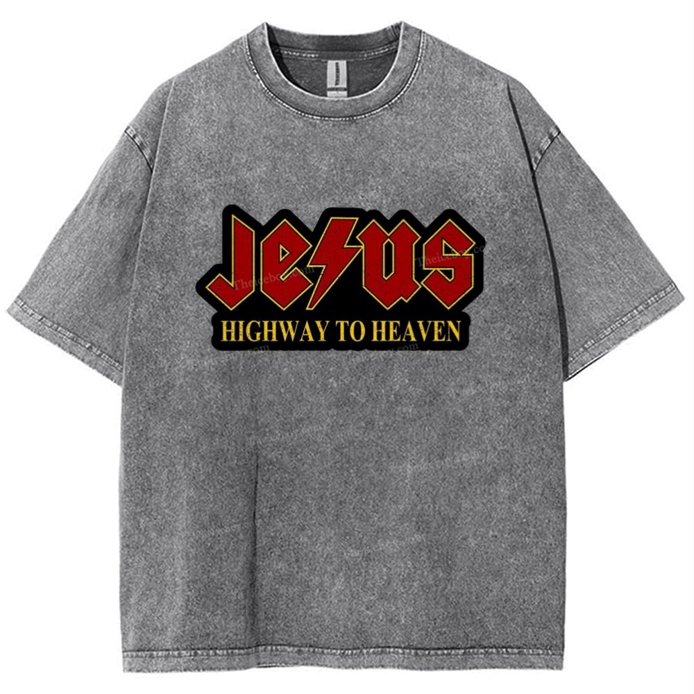 Jesus Highway To Heaven Snowflake Vintage Washed T-Shirt