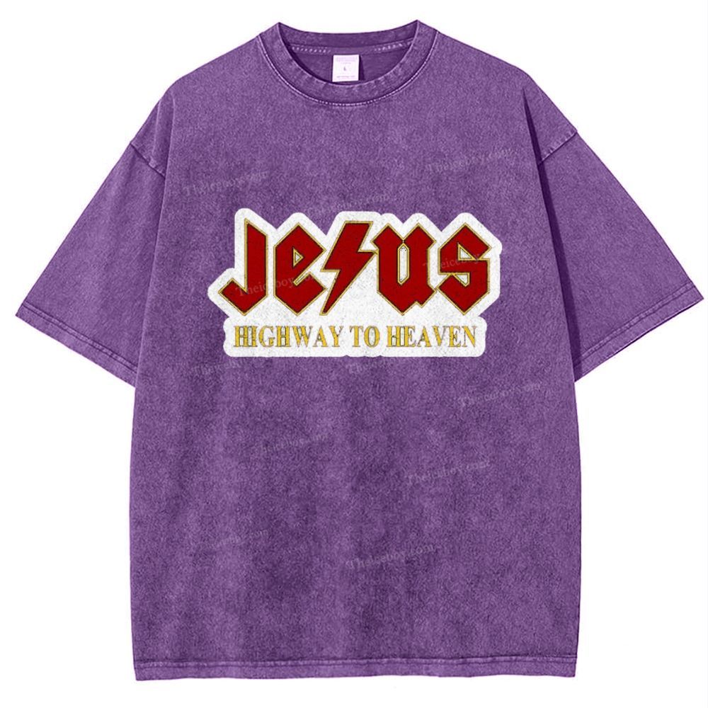Jesus Highway To Heaven Snowflake Vintage Washed T-Shirt