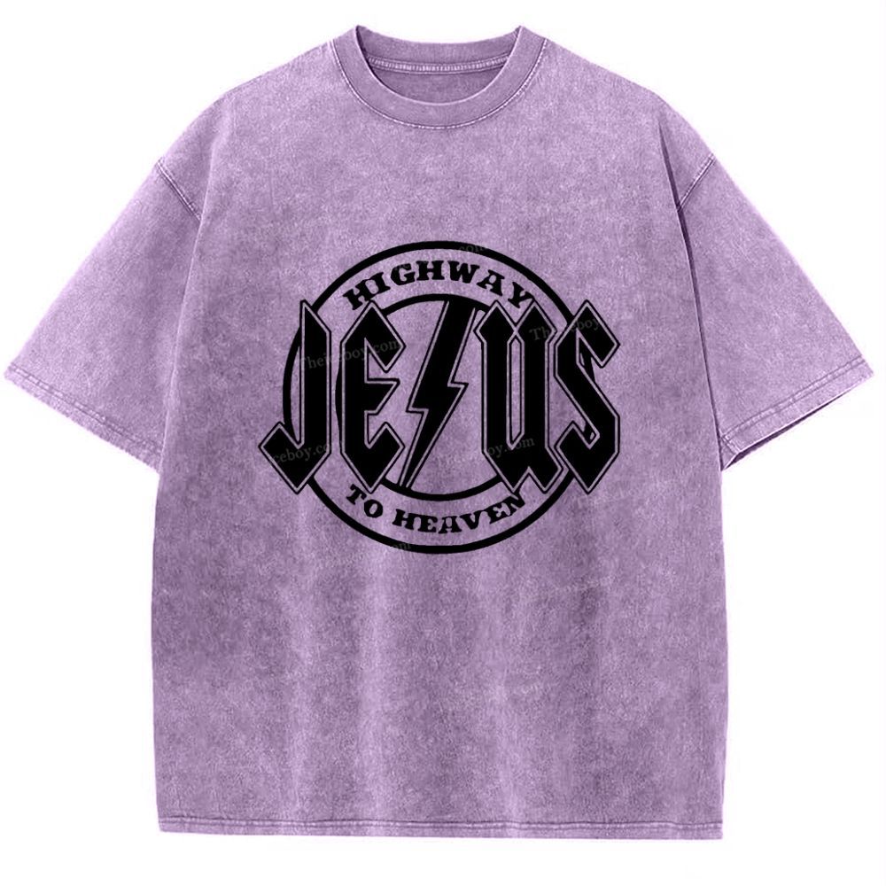 Jesus Highway To Heaven Snowflake Vintage Washed T-Shirt