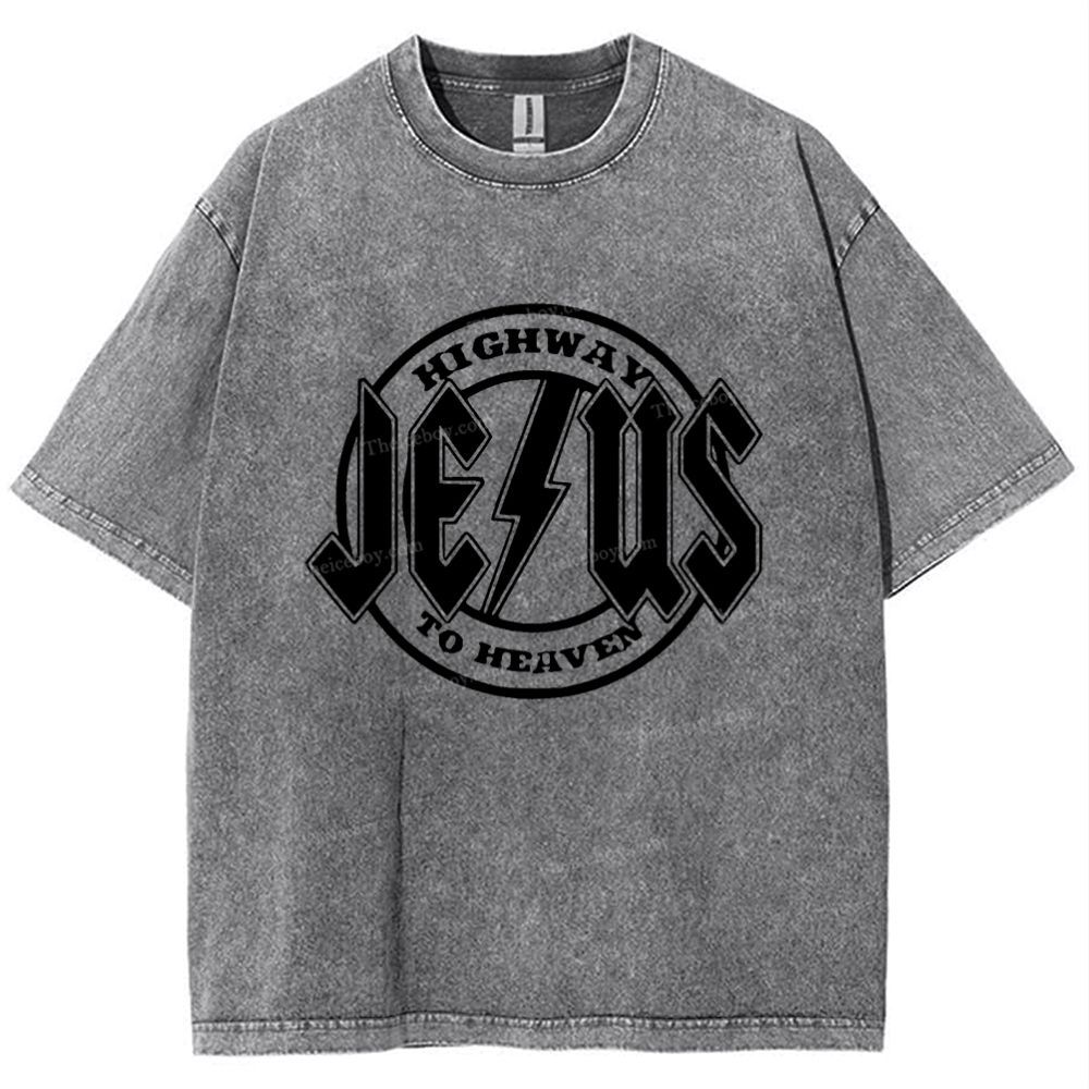 Jesus Highway To Heaven Snowflake Vintage Washed T-Shirt