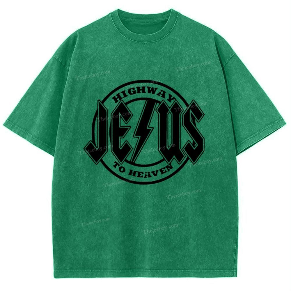Jesus Highway To Heaven Snowflake Vintage Washed T-Shirt