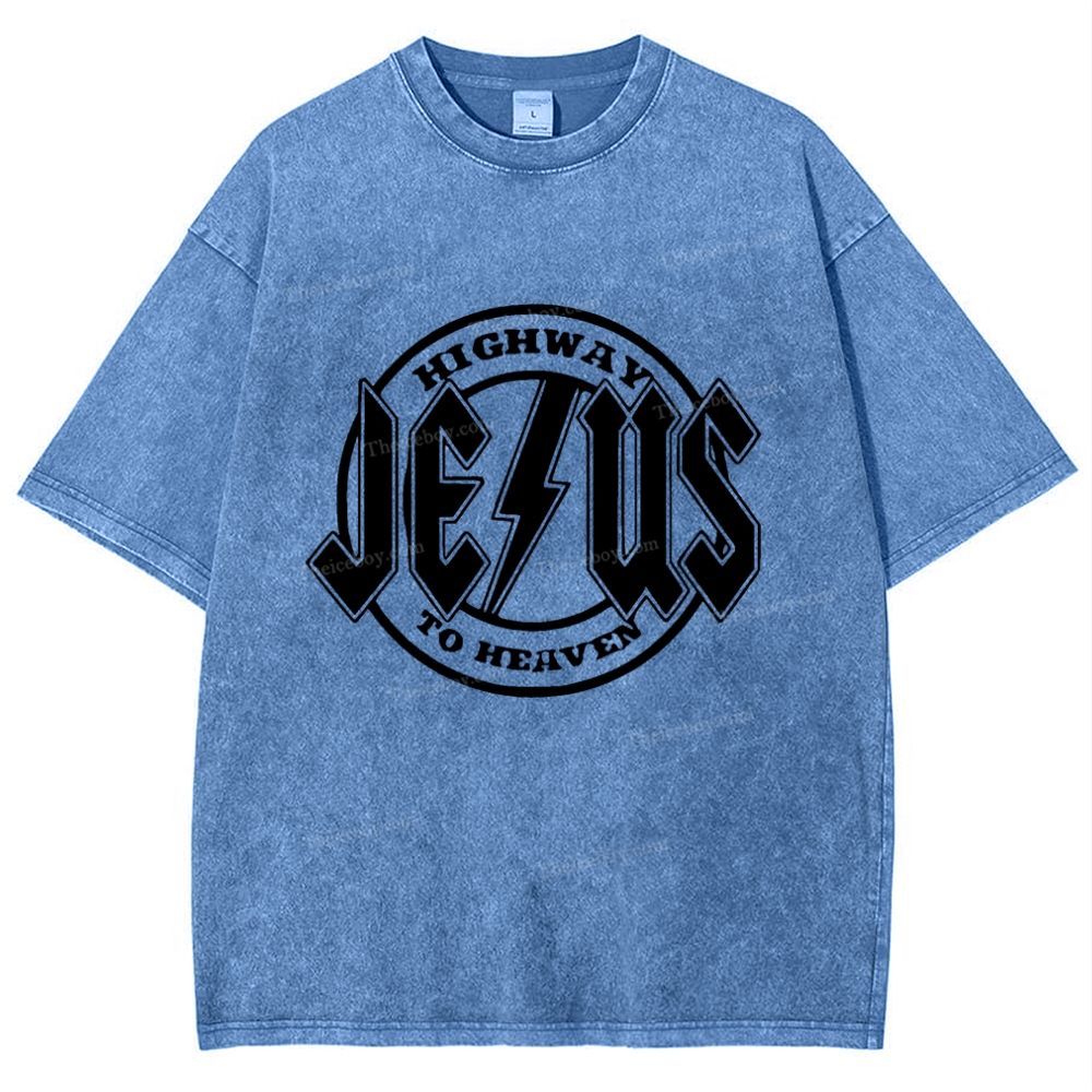 Jesus Highway To Heaven Snowflake Vintage Washed T-Shirt