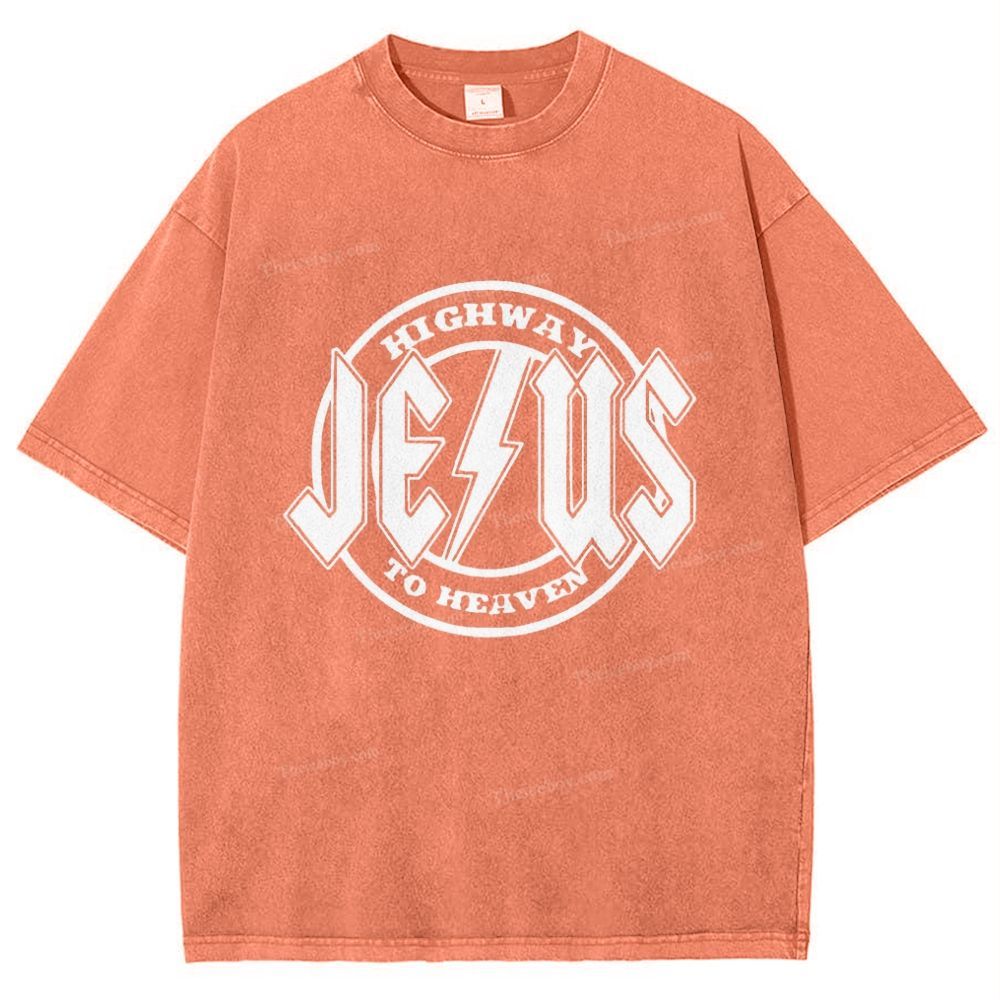 Jesus Highway To Heaven Snowflake Vintage Washed T-Shirt