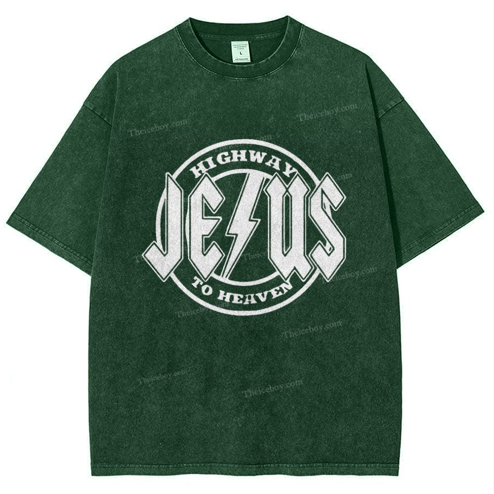 Jesus Highway To Heaven Snowflake Vintage Washed T-Shirt