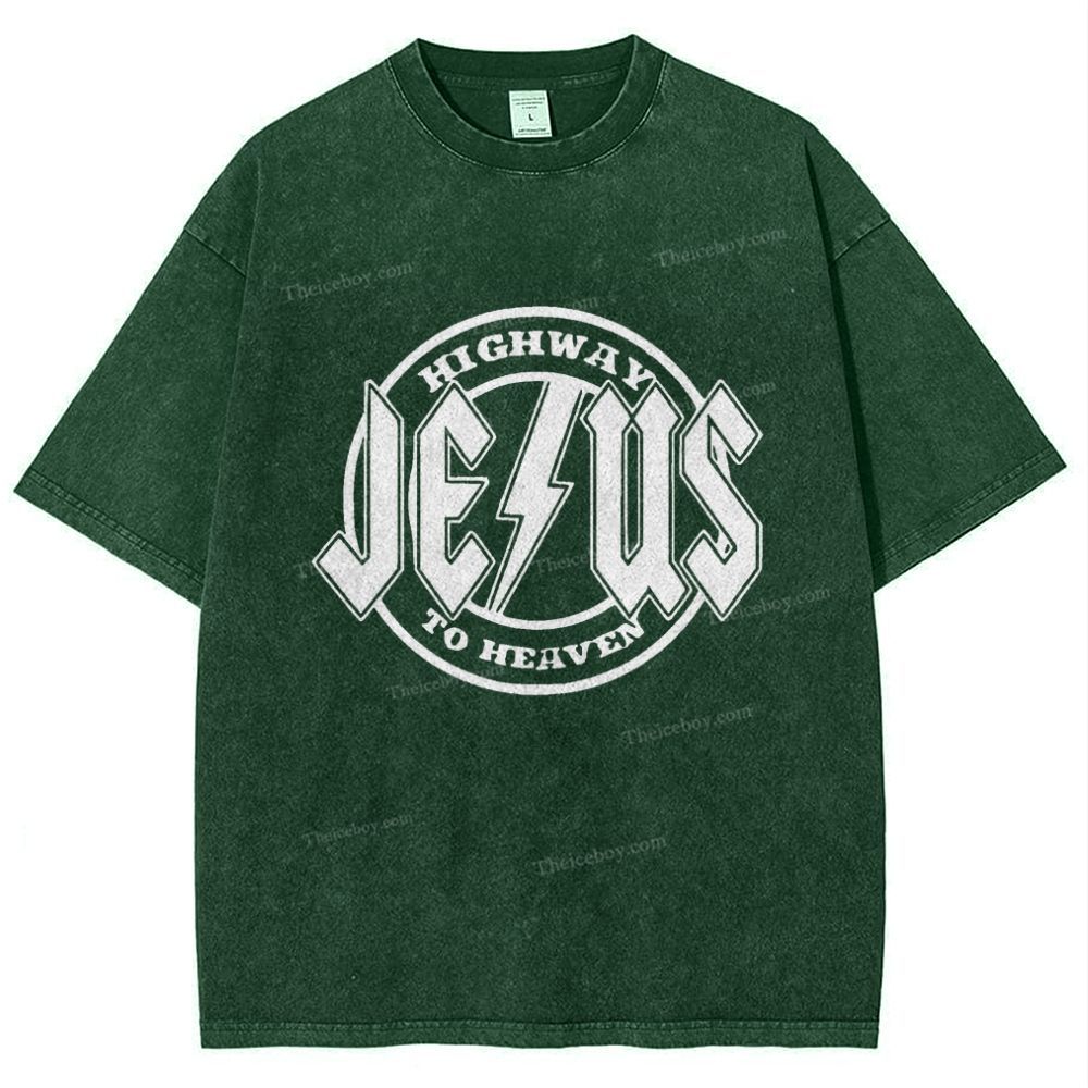 Jesus Highway To Heaven Snowflake Vintage Washed T-Shirt