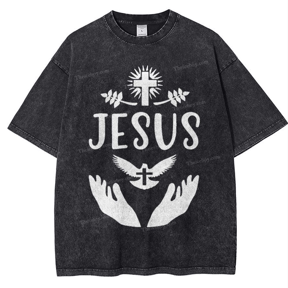 Jesus Cross Snowflake Vintage Washed T-Shirt
