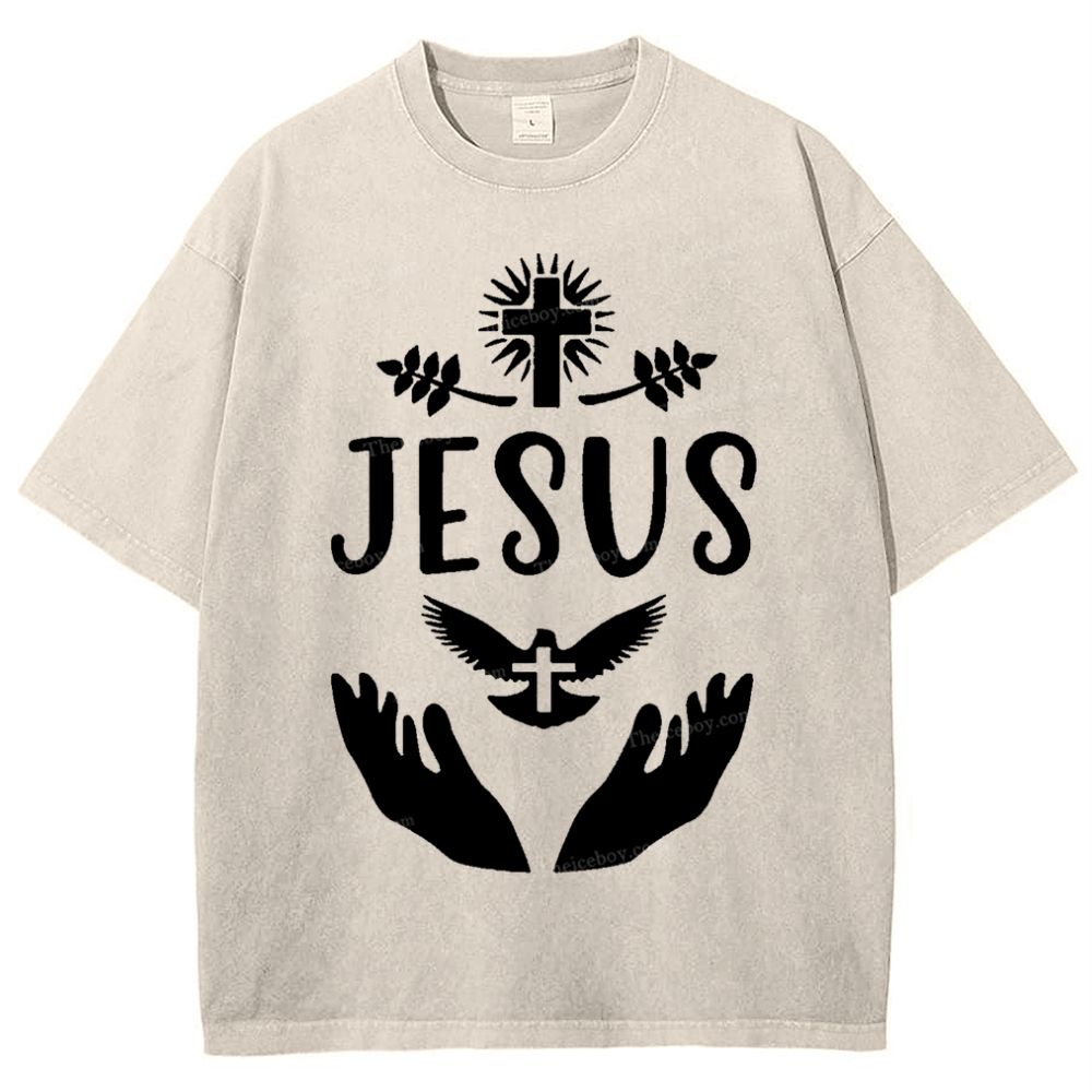 Jesus Cross Snowflake Vintage Washed T-Shirt