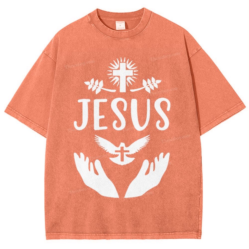 Jesus Cross Snowflake Vintage Washed T-Shirt