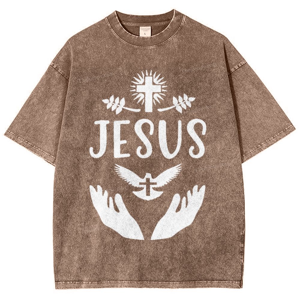 Jesus Cross Snowflake Vintage Washed T-Shirt