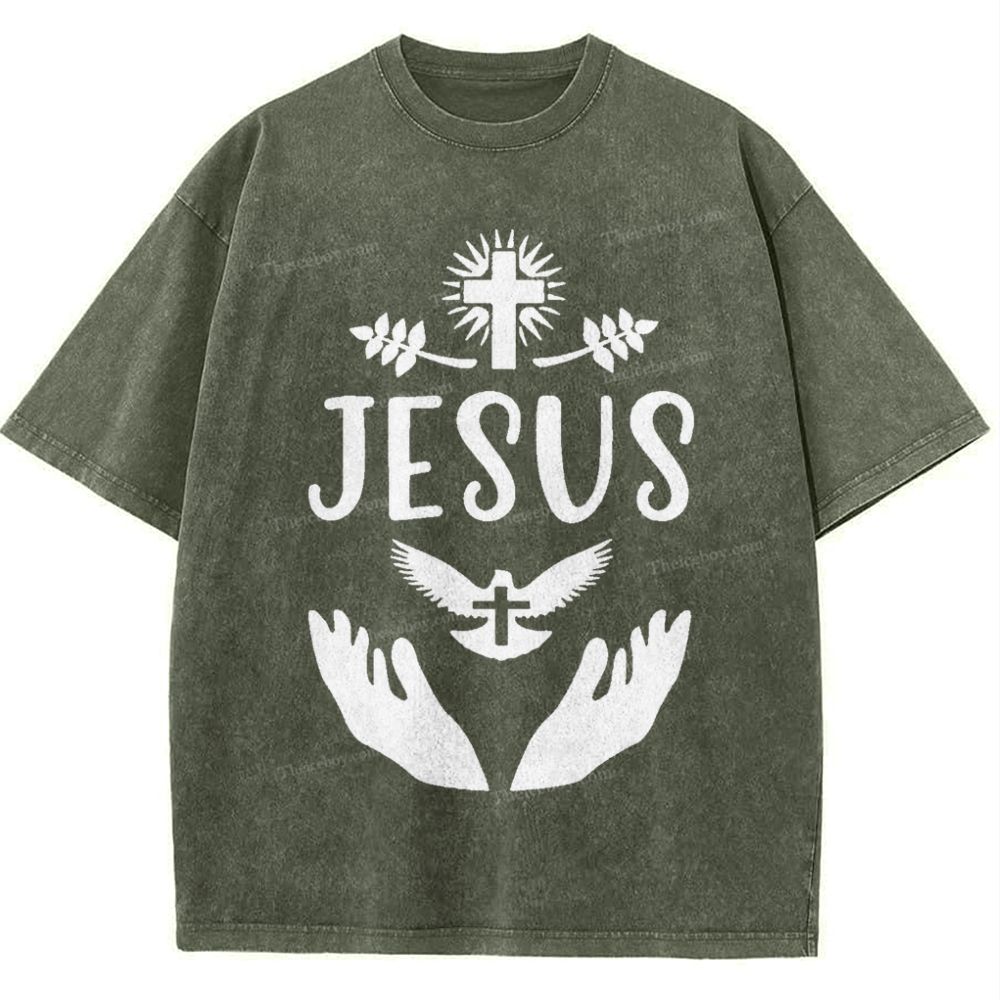 Jesus Cross Snowflake Vintage Washed T-Shirt