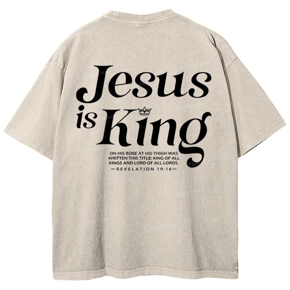 Jesus Is King Christian Snowflake Vintage Washed T-Shirt