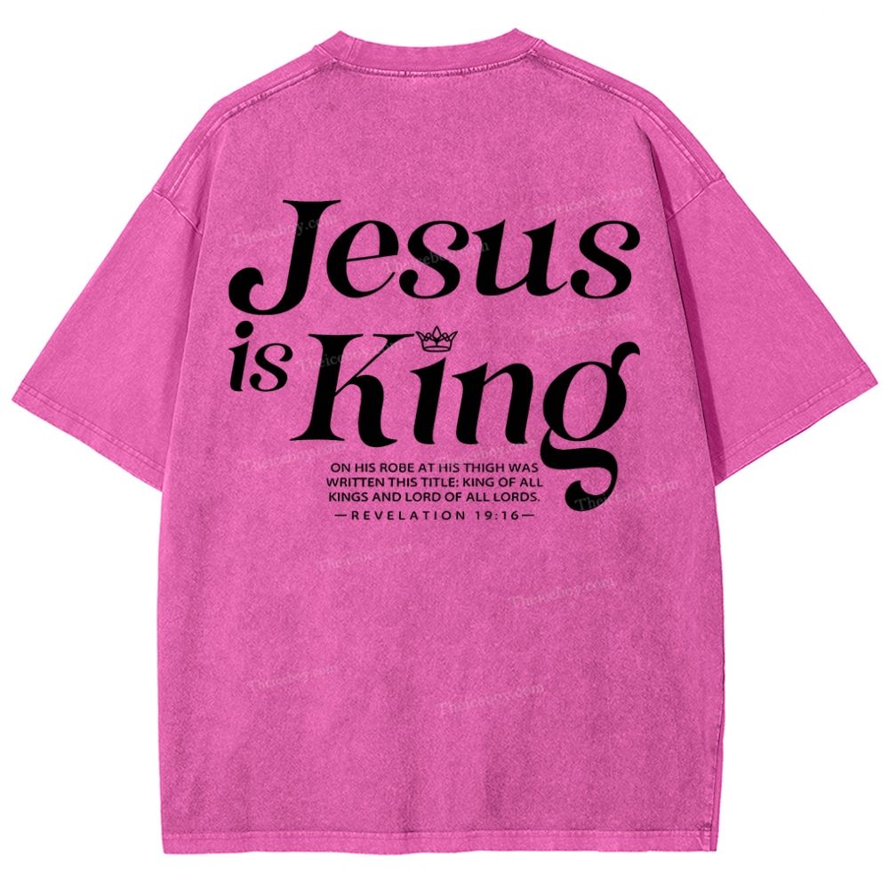 Jesus Is King Christian Snowflake Vintage Washed T-Shirt