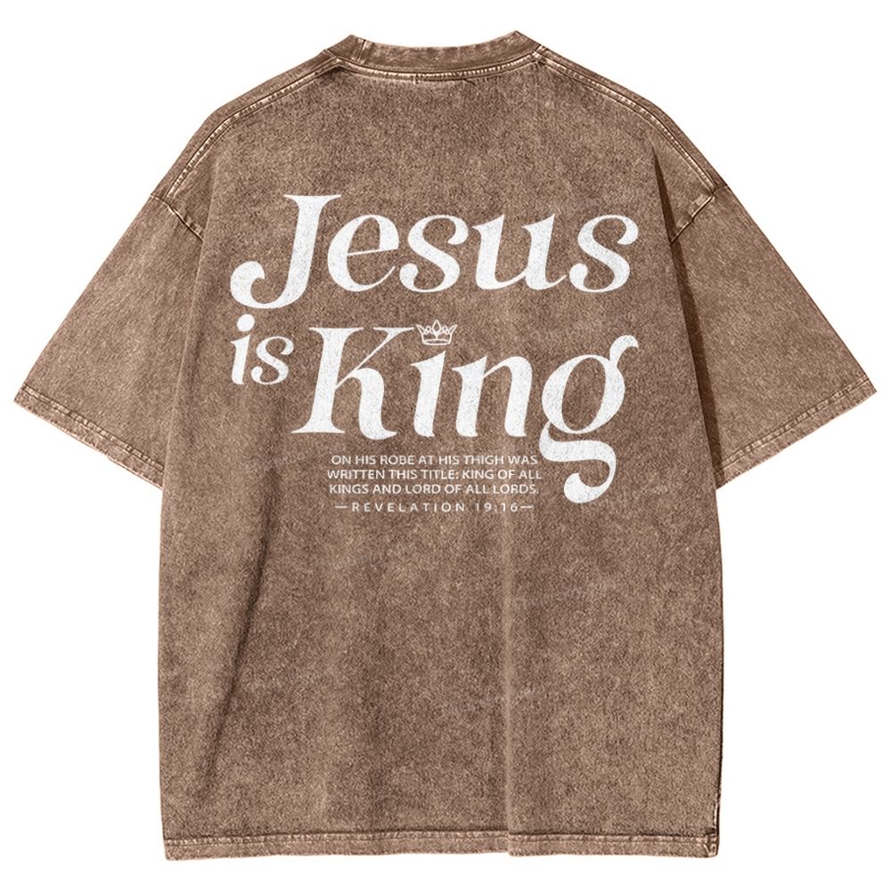 Jesus Is King Christian Snowflake Vintage Washed T-Shirt