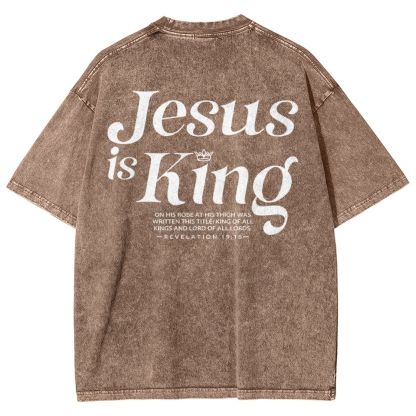 Jesus Is King Christian Snowflake Vintage Washed T-Shirt