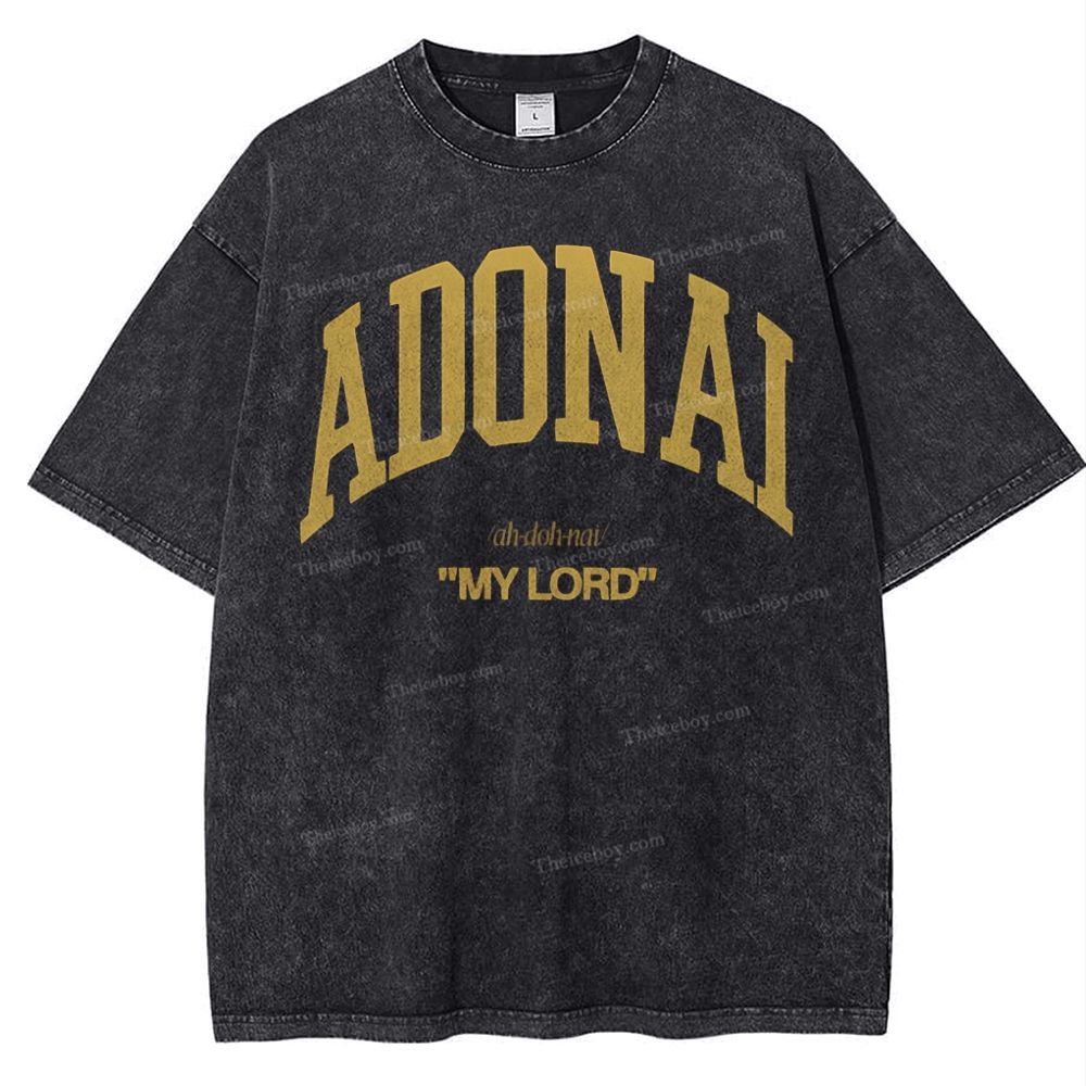 ADONAI My Lord Christian Snowflake Vintage Washed T-Shirt