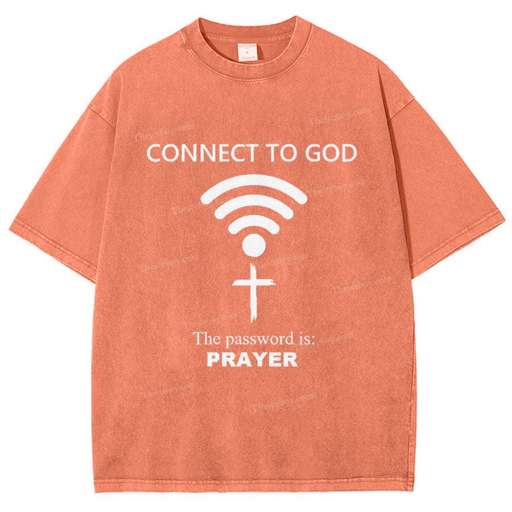 Connect To God The Password Is Prayer Snowflake Vintage Washed T-Shirt