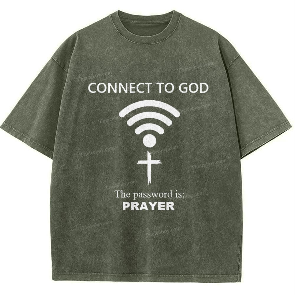 Connect To God The Password Is Prayer Snowflake Vintage Washed T-Shirt